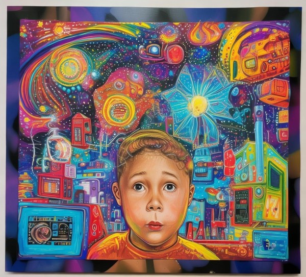 科技之光点亮童心，一年级儿童画中的创新奇思